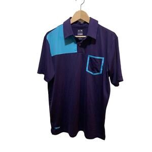 adidas golf shirt polo blue and purple with white accent Puremotion Coolmax sz M